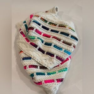 Steve Madden - Cream and Colorful Striped Knit Infinity Scarf